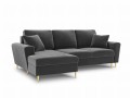 Rozkładana sofa narożna Moghan szary na złotych nóżkach