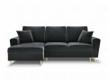 Rozkładana sofa narożna Moghan grafitowy na złotych nóżkach