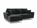 Rozkładana sofa narożna Moghan grafitowy na złotych nóżkach