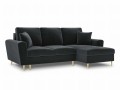Rozkładana sofa narożna Moghan grafitowy na złotych nóżkach