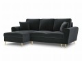 Rozkładana sofa narożna Moghan grafitowy na złotych nóżkach