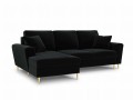 Rozkładana sofa narożna Moghan czarny na złotych nóżkach