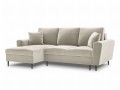Rozkładana sofa narożna Moghan beżowa na czarnych nóżkach