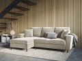 Rozkładana sofa narożna Moghan beżowa na czarnych nóżkach