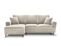 Rozkładana sofa narożna Moghan beżowa na czarnych nóżkach