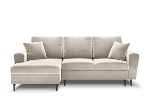 Rozkładana sofa narożna Moghan beżowa na czarnych nóżkach