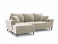 Rozkładana sofa narożna Moghan beżowa na czarnych nóżkach