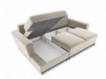 Rozkładana sofa narożna Moghan beżowa na czarnych nóżkach