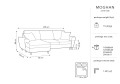 Rozkładana sofa narożna Moghan beżowa na czarnych nóżkach