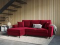 Rozkładana sofa narożna Moghan bordowa na czarnych nóżkach