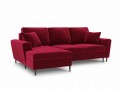 Rozkładana sofa narożna Moghan bordowa na czarnych nóżkach