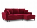 Rozkładana sofa narożna Moghan bordowa na czarnych nóżkach