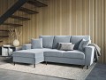 Rozkładana sofa narożna Moghan błękitna na czarnych nóżkach