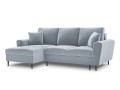 Rozkładana sofa narożna Moghan błękitna na czarnych nóżkach