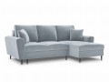 Rozkładana sofa narożna Moghan błękitna na czarnych nóżkach