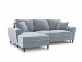 Rozkładana sofa narożna Moghan błękitna na czarnych nóżkach