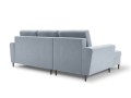 Rozkładana sofa narożna Moghan błękitna na czarnych nóżkach