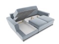 Rozkładana sofa narożna Moghan błękitna na czarnych nóżkach