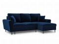 Rozkładana sofa narożna Moghan atramentowa na czarnych nóżkach