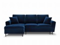 Rozkładana sofa narożna Moghan atramentowa na czarnych nóżkach