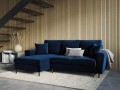 Rozkładana sofa narożna Moghan atramentowa na czarnych nóżkach
