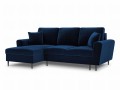 Rozkładana sofa narożna Moghan atramentowa na czarnych nóżkach