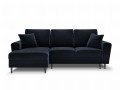 Rozkładana sofa narożna Moghan ciemny granat na czarnych nóżkach