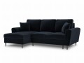 Rozkładana sofa narożna Moghan ciemny granat na czarnych nóżkach