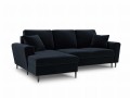 Rozkładana sofa narożna Moghan ciemny granat na czarnych nóżkach