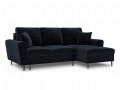 Rozkładana sofa narożna Moghan ciemny granat na czarnych nóżkach