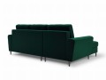 Rozkładana sofa narożna Moghan butelkowa zieleń na czarnych nóżkach