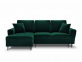 Rozkładana sofa narożna Moghan butelkowa zieleń na czarnych nóżkach