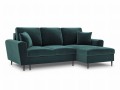 Rozkładana sofa narożna Moghan morski na czarnych nóżkach