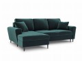 Rozkładana sofa narożna Moghan morski na czarnych nóżkach
