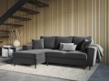 Rozkładana sofa narożna Moghan szary na czarnych nóżkach