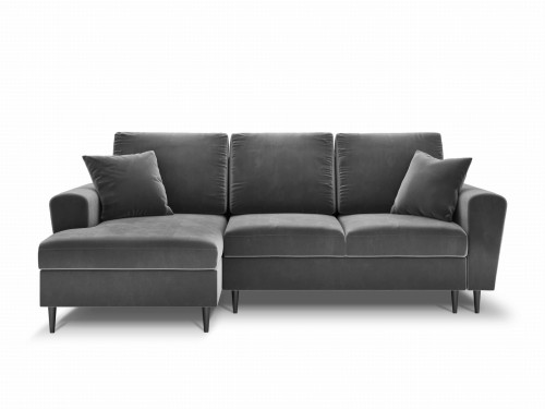 Rozkładana sofa narożna Moghan szary na czarnych nóżkach