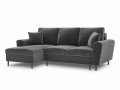 Rozkładana sofa narożna Moghan szary na czarnych nóżkach