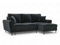 Rozkładana sofa narożna Moghan grafitowy na czarnych nóżkach