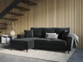 Rozkładana sofa narożna Moghan grafitowy na czarnych nóżkach