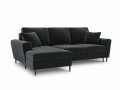 Rozkładana sofa narożna Moghan grafitowy na czarnych nóżkach
