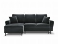 Rozkładana sofa narożna Moghan grafitowy na czarnych nóżkach