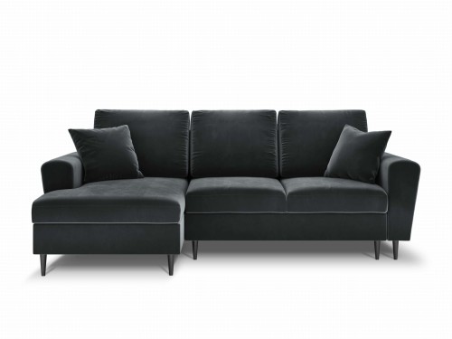 Rozkładana sofa narożna Moghan grafitowy na czarnych nóżkach