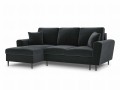 Rozkładana sofa narożna Moghan grafitowy na czarnych nóżkach