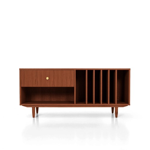 Komoda na gramofon i winyle T_S12 dąb tekowy