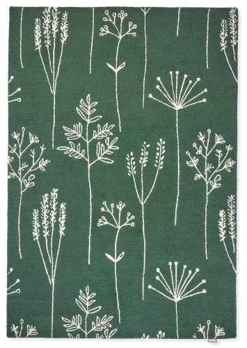 Zielony Dywan z Beżowym Roślinnym Wzorem - STIPA FOREST