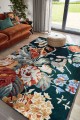 Granatowo Pomarańczowy Dywan w Kwiaty - STAPLETON PARK