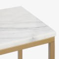 Kwadratowy Stolik kawowy Accent 50x50 biały marmur złoty mat