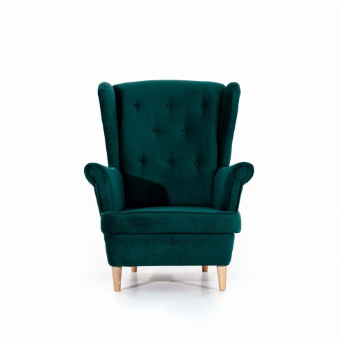 Fotel uszak glamour pikowany Aros