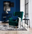 Fotel uszak glamour pikowany Aros
