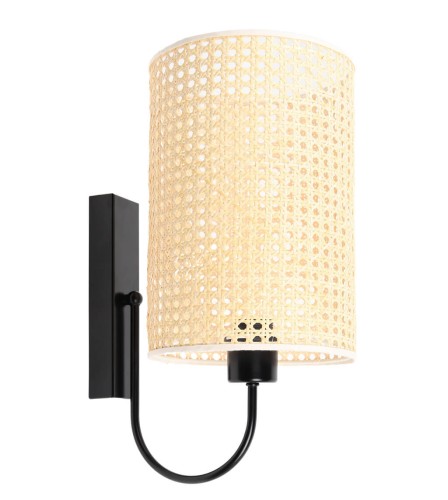 Lampa ścienna Boho Bali rattanowy klosz